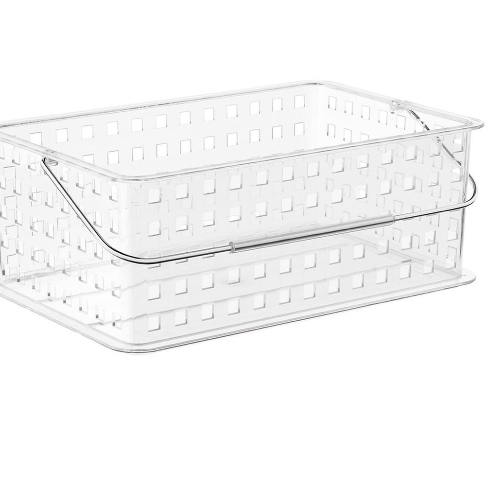 NWT iDesign Large Grid Tote W/ Handle Clear 13-1/2" x 8-7/8" x 5-1/4" h